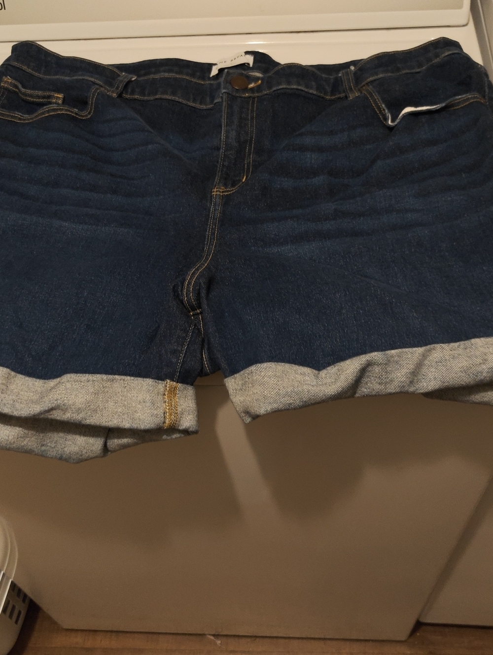 Lane Bryant Dark Blue Denim Roll-Cuff Shorts
